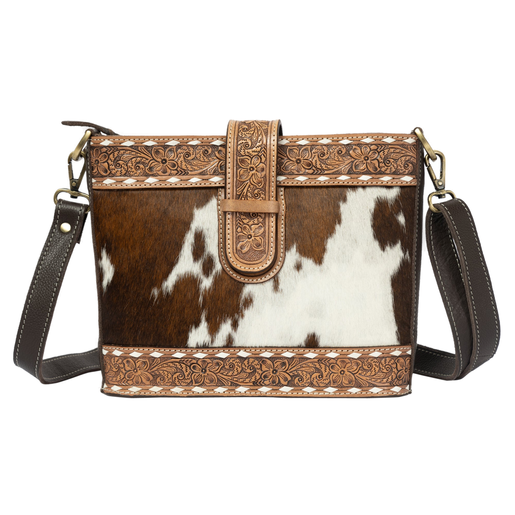 The Maracay | Cowhide Tooled Loop Closure Bag