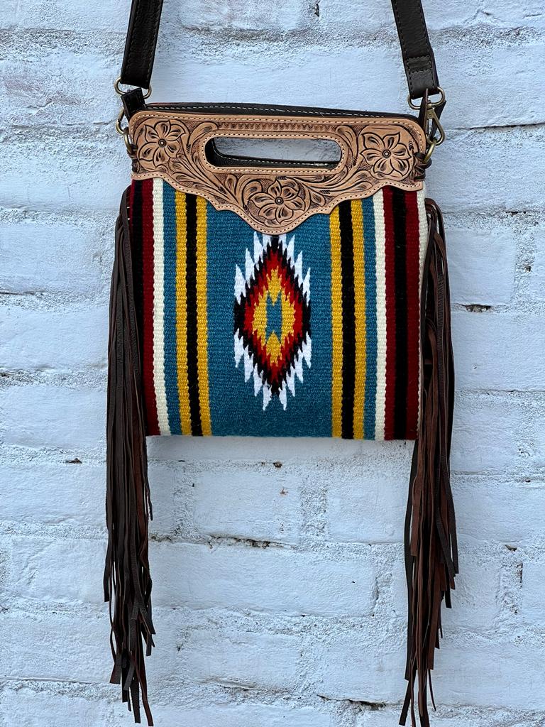 The Multi Saddle Blanket Sling | Tooled Leather Crossbody Bag