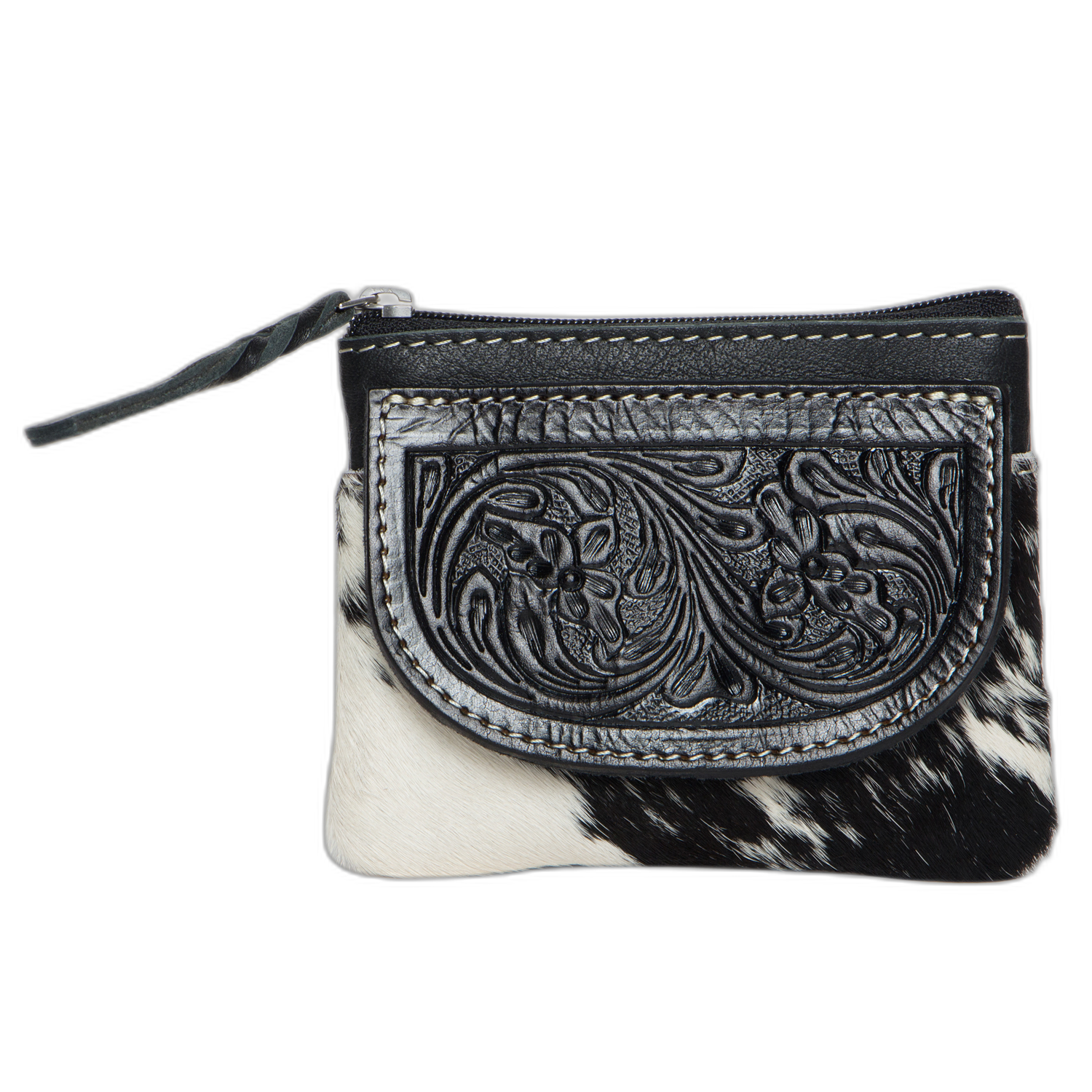 Tooled Cowhide Zip Purse | AC46