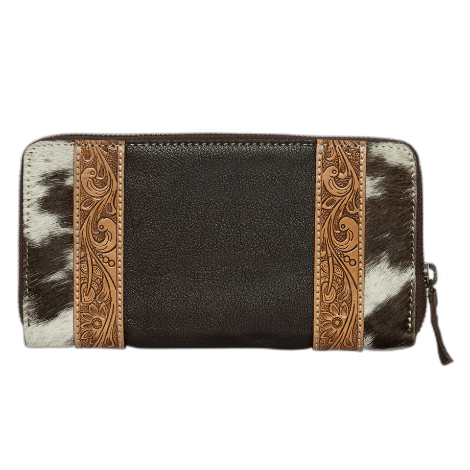 The Moore | Cowhide & Tooling Leather Boot Stitch Zippered Wallet