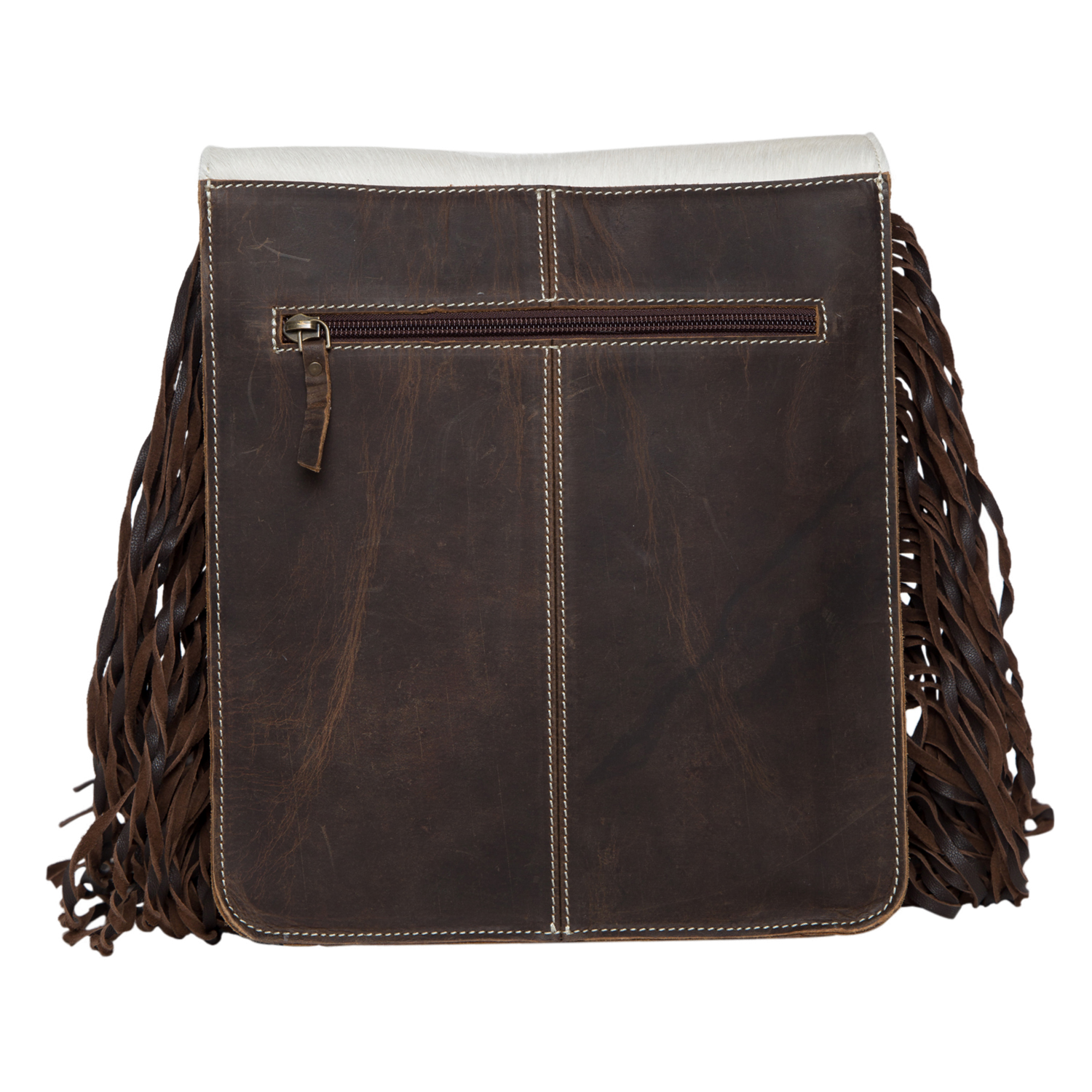 The Gibson | Tooling Leather Flap Sling Cowhide Bag with Fringes