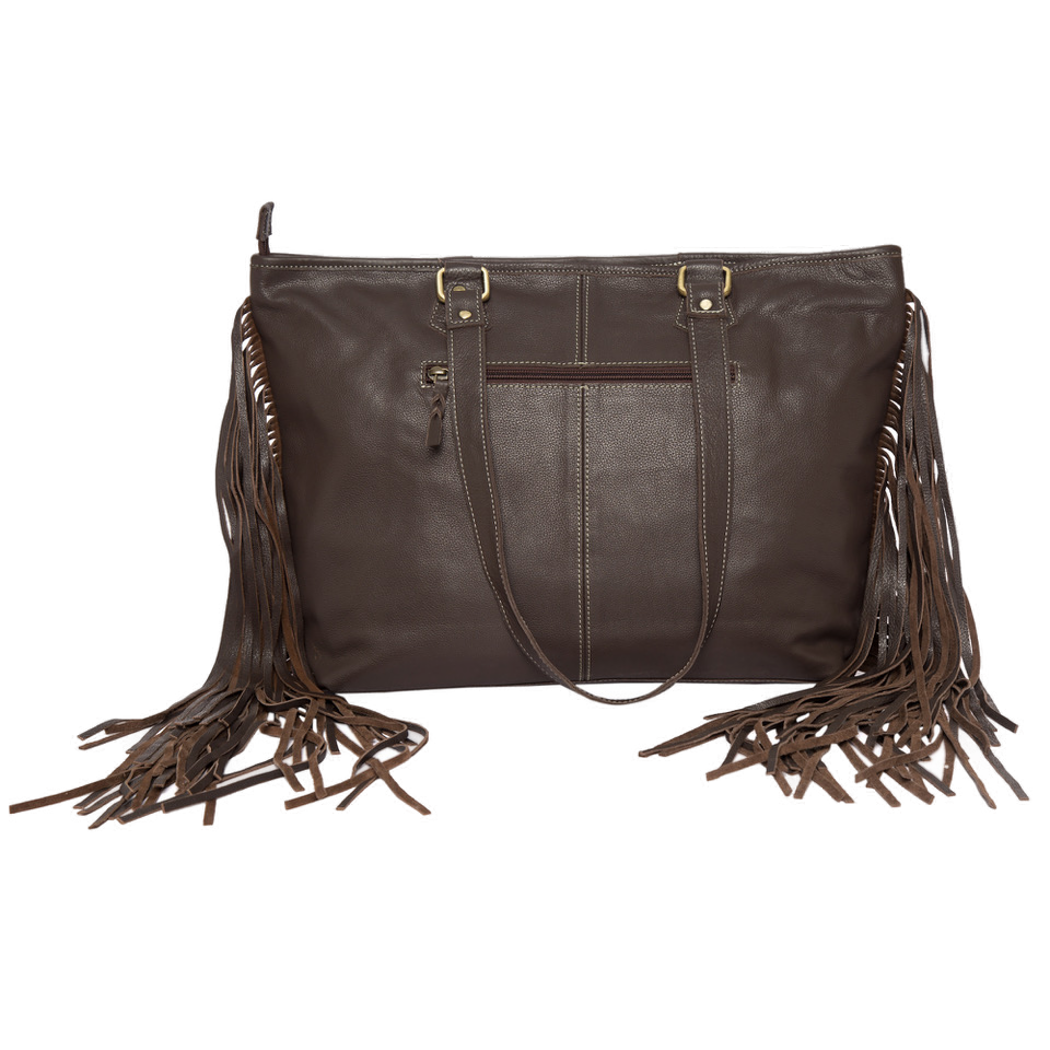 The Langford | Big Cowhide Bag with Turquoise Stonework and Fringes