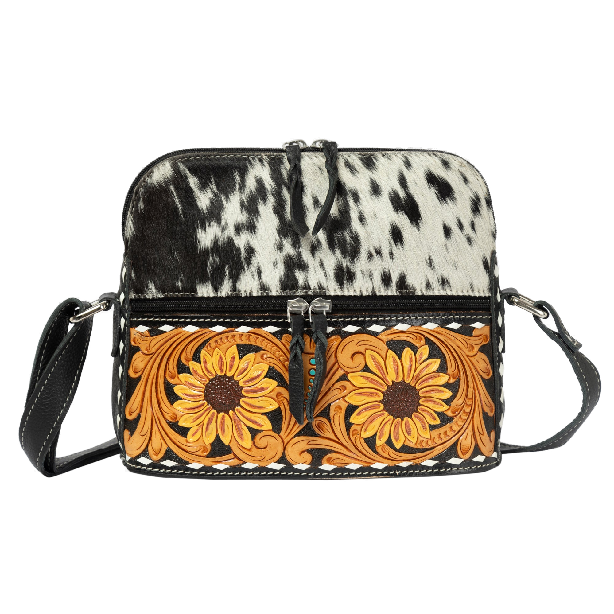 The Frontera | Cowhide Sunflower Tooled Leather Sling Bag