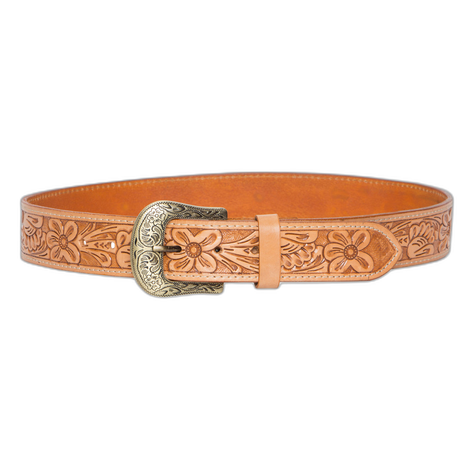The Trail Belt | Tooled Leather Belt with Removable Buckle