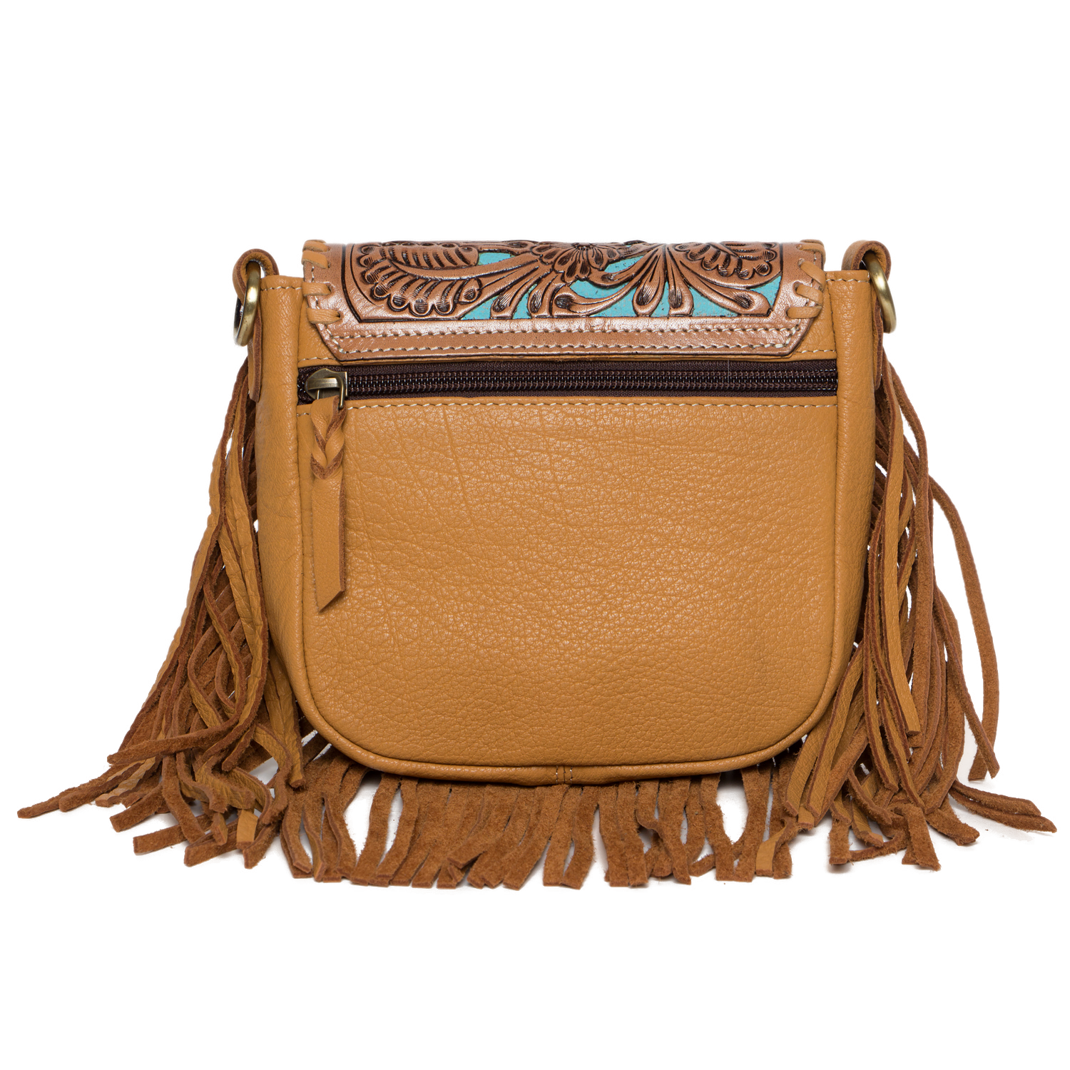 The Turquoise Sling | Tooling Leather Hand Carved Flap Sling Bag