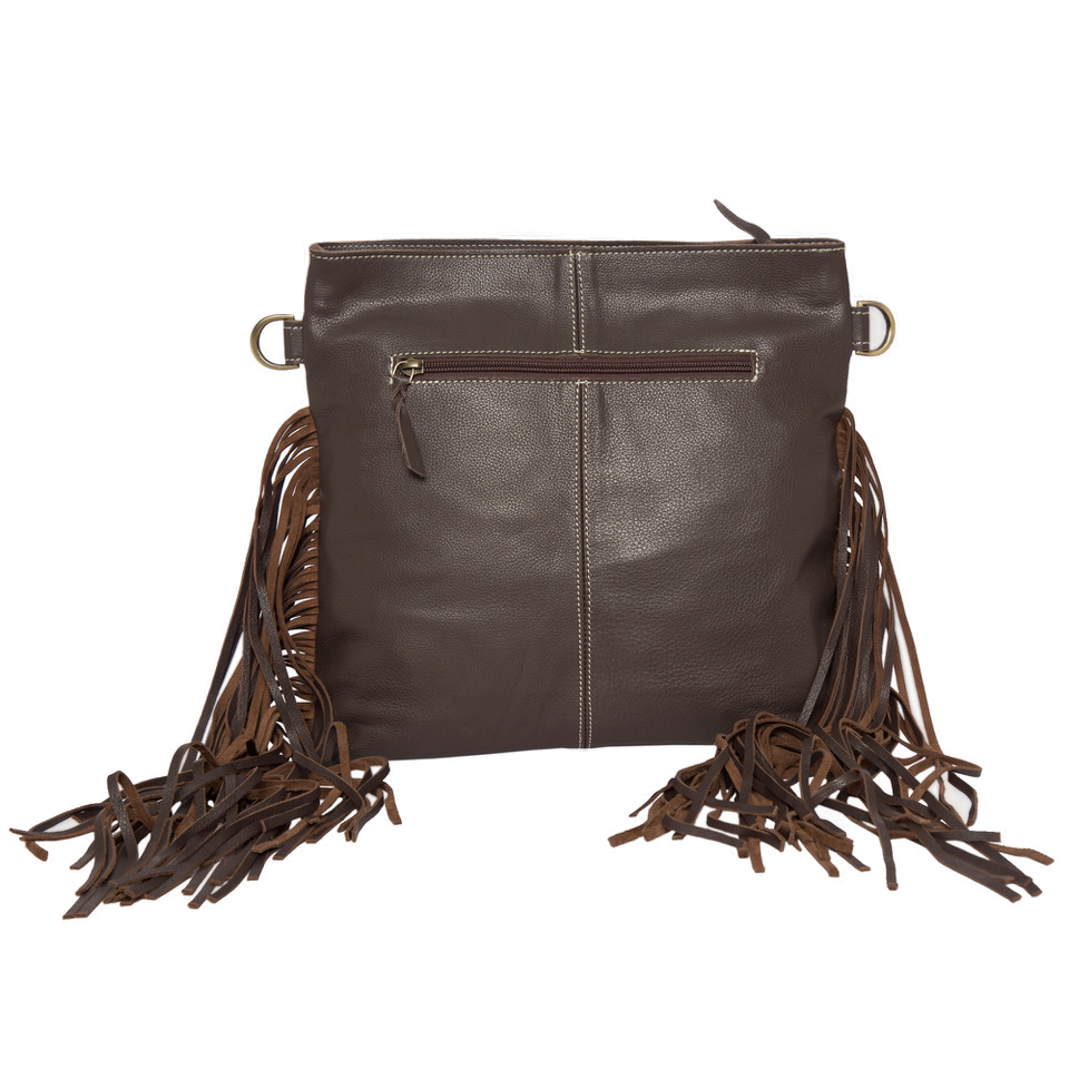 The Horse Embroidery Bag | Tooling Leather Medium Cowhide Bag with Horse Shoe Embroidery