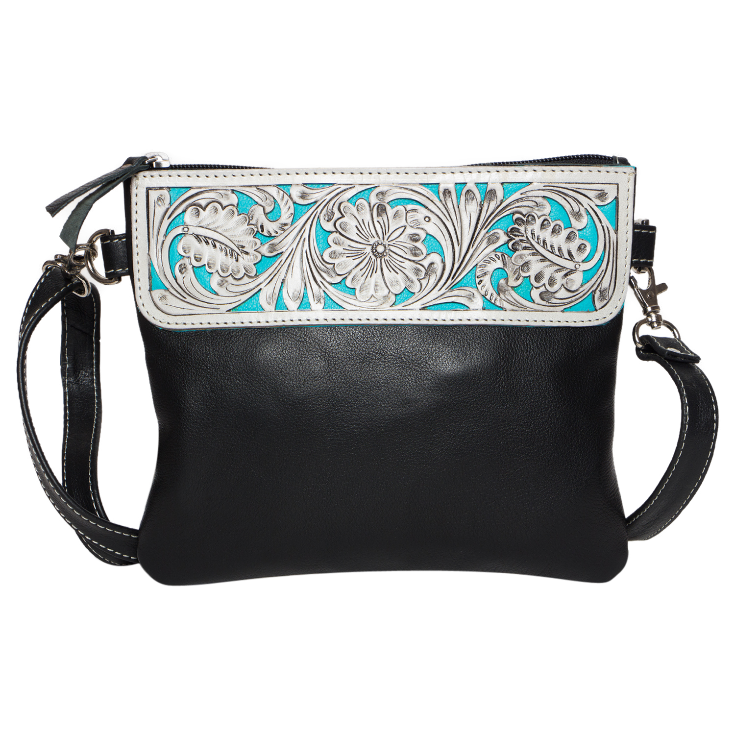 The Turquoise Clutch | Tooling Leather Hand Carved Clutch Bag