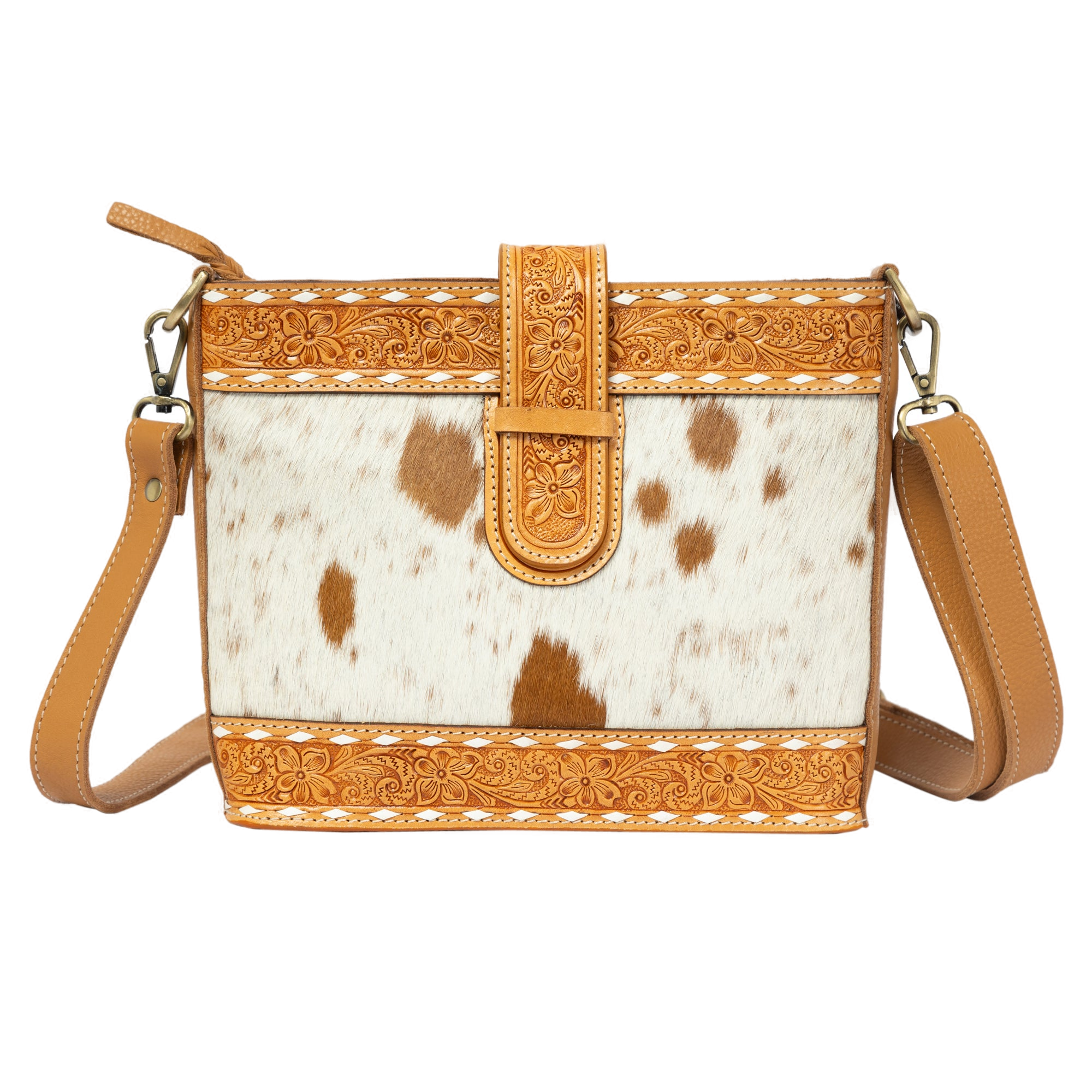 The Maracay | Cowhide Tooled Loop Closure Bag